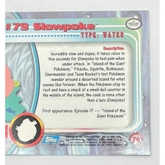 Slowpoke Pokemon Card Topps #79 TV Animation Edition Series Blue Logo - Picture 4 of 5